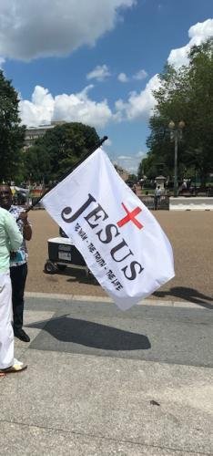 Prayers over White House Jesus flag on July 4, 2023